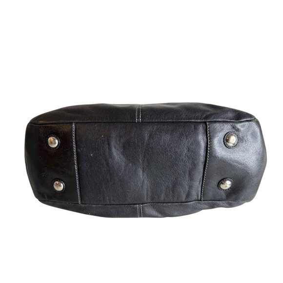 Coach F13759 East West Gallery Pleated Black Leather Shoulder Bag Silver Hardwar - Picture 8 of 9